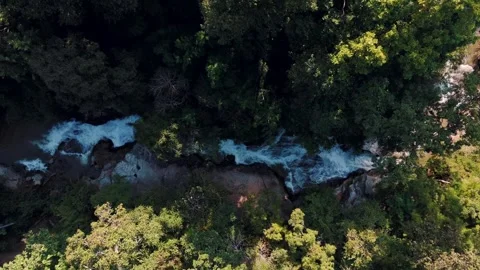 Aerial Mae Sae Waterfall cascading through jungle Chiang Mai Thailand Stock-Footage 331476552
