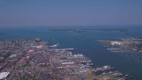 Aerial Maine Portland July 2017 Sunny Day 4K Inspire 2 Stock Footage