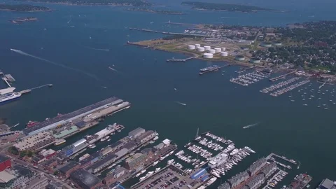 Aerial Maine Portland July 2017 Sunny Day 4K Inspire 2 Stock Footage