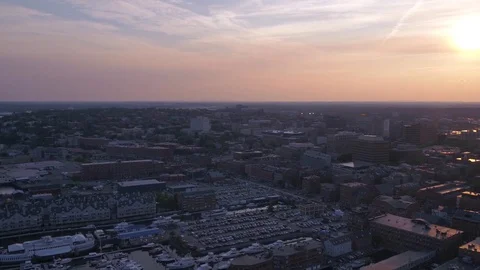Aerial Maine Portland July 2017 Sunset 4K Inspire 2 Stock Footage