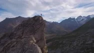 Aerial Of Man Climbing On Slackline Stock Footage