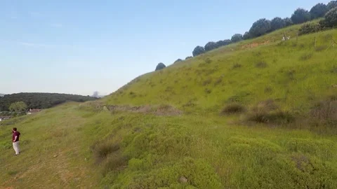 Aerial, man in field Stock Footage 198408780