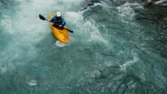Aerial Of Man Kayaking In Beautiful River Stock Footage
