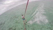 Aerial Of Man Wakeboarding In The Sea Stock Footage