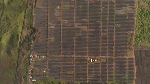 Aerial Map View of Grid Tied Photovoltaic Energy Generation Blocks Stock Footage 346797974