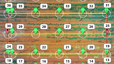 Aerial mapping photogrammetry survey with a drone, agricultural crop, map p.. Stock Footage 279436378