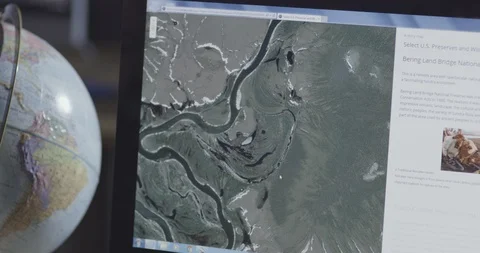 Aerial maps being zoomed on the computer Stock Footage 104337745