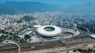 Aerial Of Maracana Stadium And Rio De Janeiro Cityscape Stock Footage