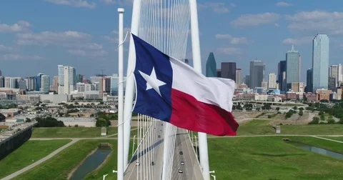 Aerial of the Margaret Hunt Hill Bridge, Dallas, Texas Stock Footage