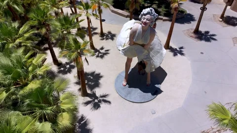 Aerial marilyn monroe statue in palm springs california orbit Stock Footage 339983271