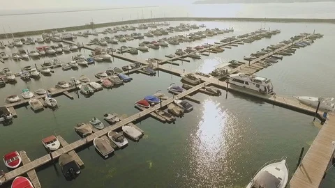 Aerial of Marina at sunset Stock Footage 103291184