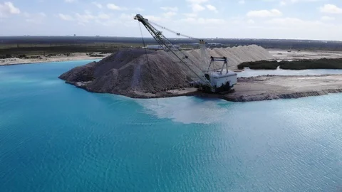 Aerial Marine Dredging Operation Freeport Bahamas Stock Footage 103492020