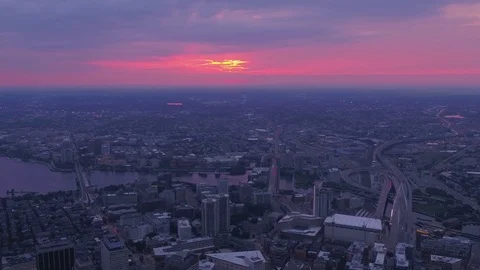 Aerial Massachusetts Boston July 2017 Sunset 4K Inspire 2 Stock Footage