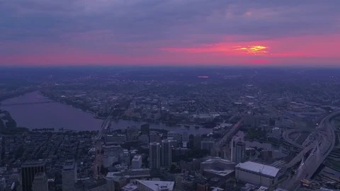 Aerial Massachusetts Boston July 2017 Sunset 4K Inspire 2 Stock Footage