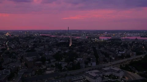 Aerial Massachusetts Boston July 2017 Sunset 4K Inspire 2 Stock Footage