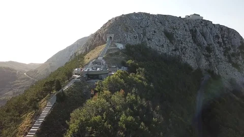 Aerial, Mausoleum on the top of the mountain Stock Footage 80206540