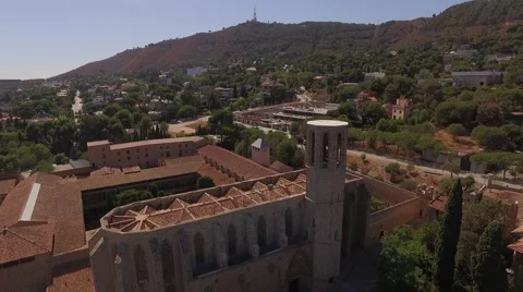 Aerial medieval monastery Stock Footage 67497496