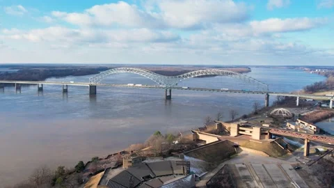 Aerial Of Memphis Bridge Drone Stock Footage 226867939