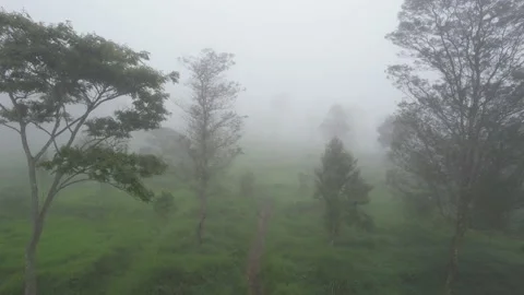 Aerial Merapi mt panoramic landscape above clouds. Stock Footage 228230849