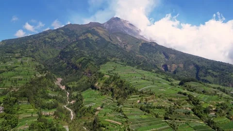 Aerial of Merapi volcano in Java in Indonesia Stock Footage 282953304