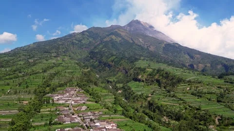 Aerial of Merapi volcano in Java in Indonesia Stock Footage 282953435