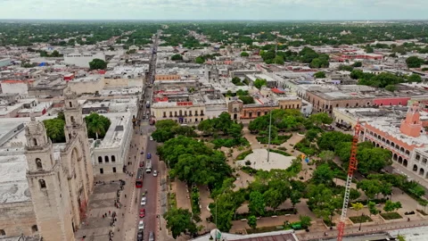 Aerial Merida Historic Plaza, Mexico Stock Footage 340263795