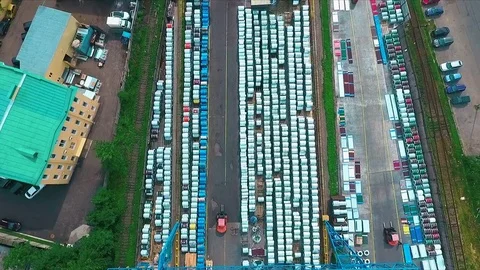 Aerial metal warehouse Stock Footage 80561875