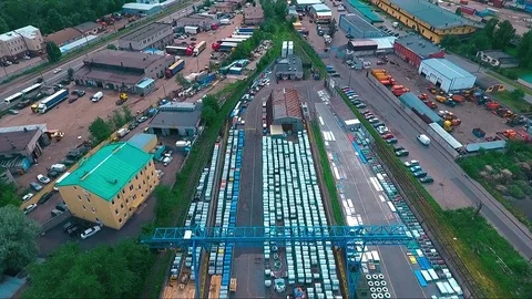 Aerial metal warehouse Stock Footage 80561877