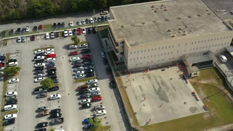 Aerial Miami Florida USA prison detention center Stock Footage
