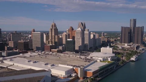 Aerial Michigan Detroit July 2017 Sunny Day 4K Inspire 2 Stock Footage