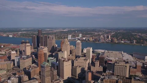 Aerial Michigan Detroit July 2017 Sunny Day 4K Inspire 2 Stock Footage