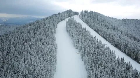 Aerial middle view top mountain winter Carpathians 스톡 동영상 66462003