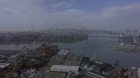 Aerial of the Midtown Manhattan Skyline Stock Footage