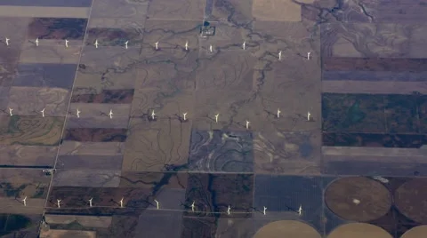 Aerial Midwest Wind Farm Windmills, 4K Stock Footage 56222553