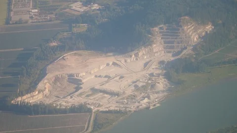Aerial Of Mining Construction Site Next To River Vancouver Canada Stock Footage 80713292