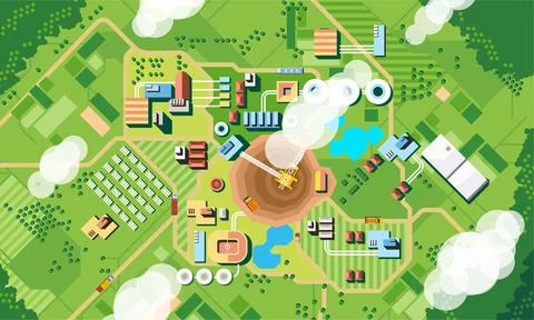 Aerial mining industry view concept form above environmentally friendly Illustrazione stock