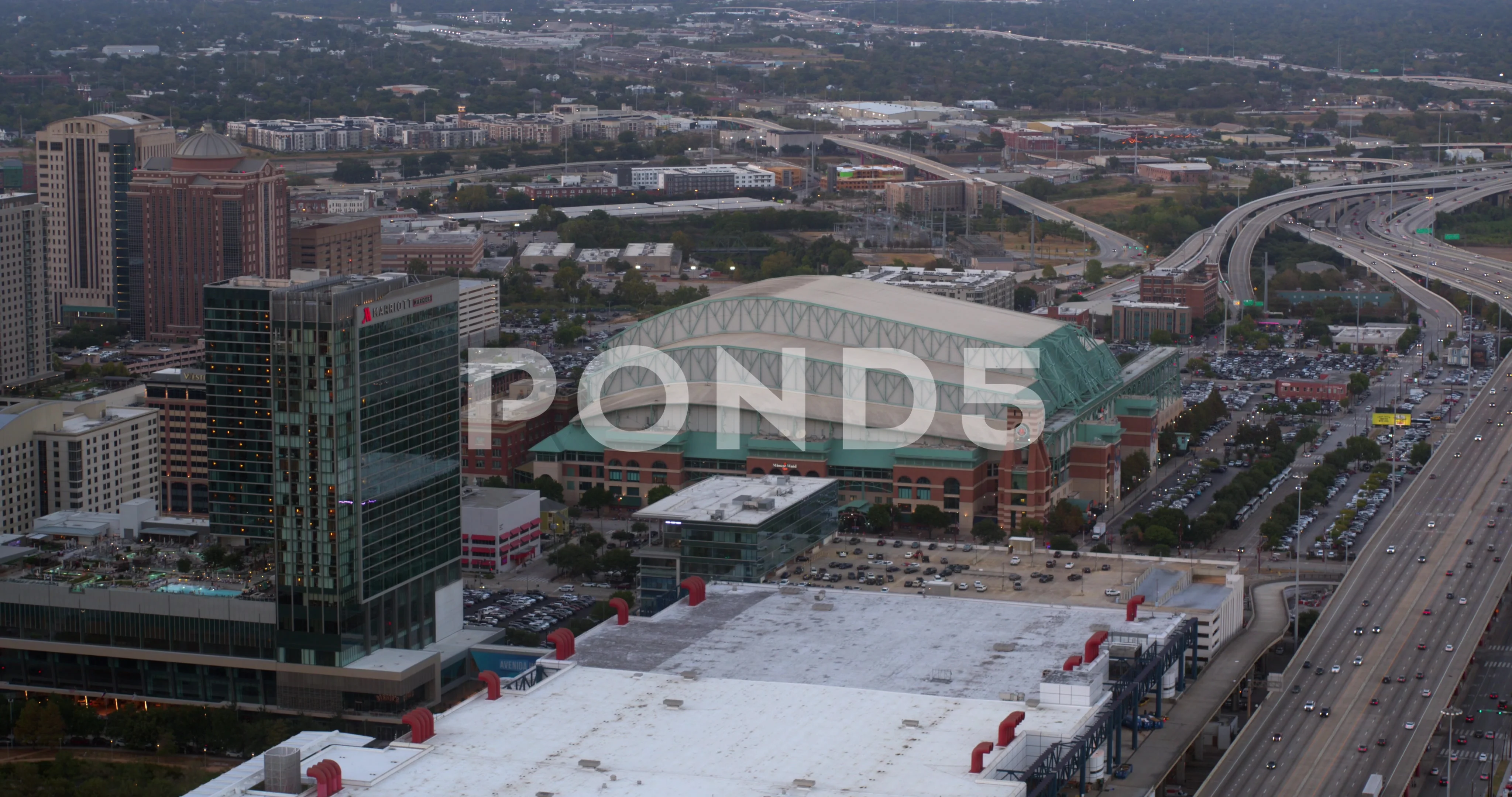 Aerial of Minute Maid Park and the surro, Stock Video