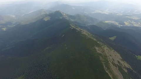 Aerial misty mountain range Stock Footage 79756996