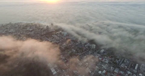 Aerial of Misty Sunset in Cape Town Stock Footage 65177953