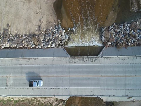 Aerial of the Mojave River Stock Footage 81826397