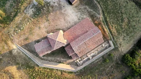 Aerial Monastery of San Miguel de Escalada in Leon, Spain. Stock Footage 135956341