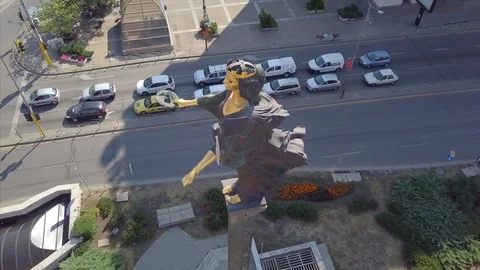 Aerial of Monument of Saint Sofia and Council of Ministers - presidency Stock Footage 81005988
