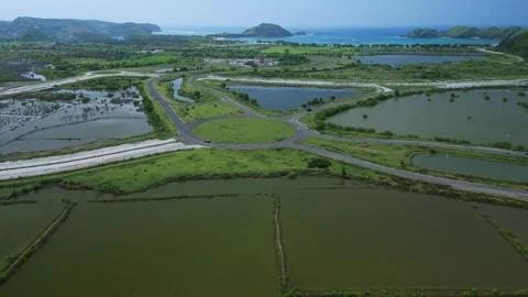 Aerial Mosaic Of Rice Fields Tidal Lagoons Coastal Panorama 스톡 동영상 329280976