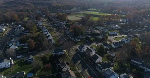 Aerial motion approaching Bristol Central High School football field Stock Footage 82327397