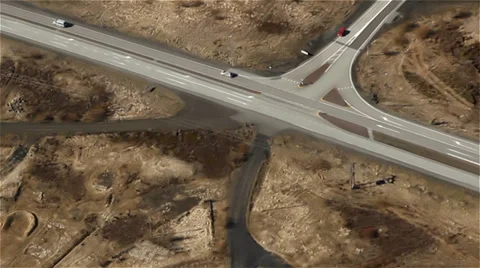 Aerial motorway intersection Stock Footage 35129998