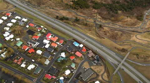 Aerial motorway junction Stock Footage 35123872