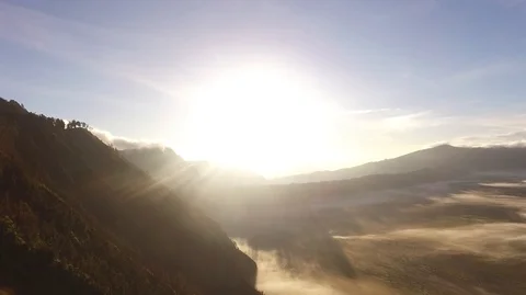 Aerial of Mount Bromo volcano during sunrise 動画素材 129291020