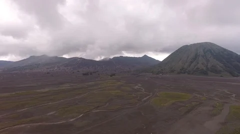Aerial of Mount Bromo volcano during cloudy 動画素材 129291311
