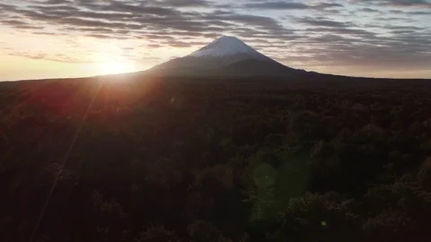 Aerial of Mount Fuji at Sunset Stock Footage 114823367
