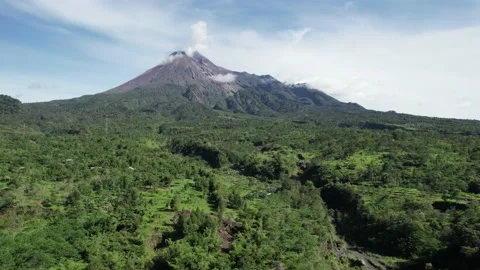 Aerial Mount Merapi, Top hill view From Merapi Stock Footage 167443886